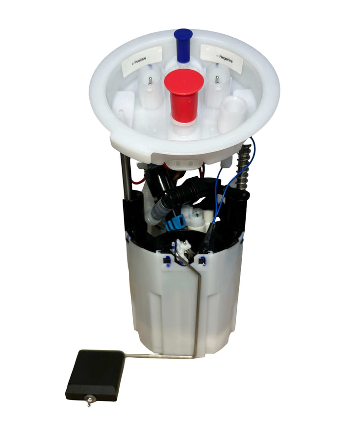 BMW N54 Stage 3 LPFP dual Walbro 450 fuel pump assembly, rear view showing pump wiring