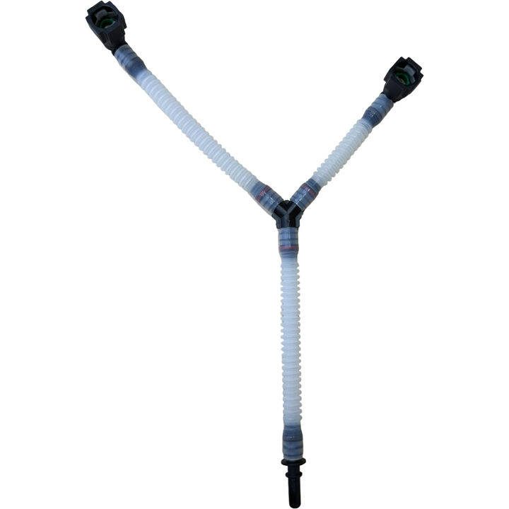 Fuel pump Y-line with two female 7.89mm quick-connect inlets and one male outlet