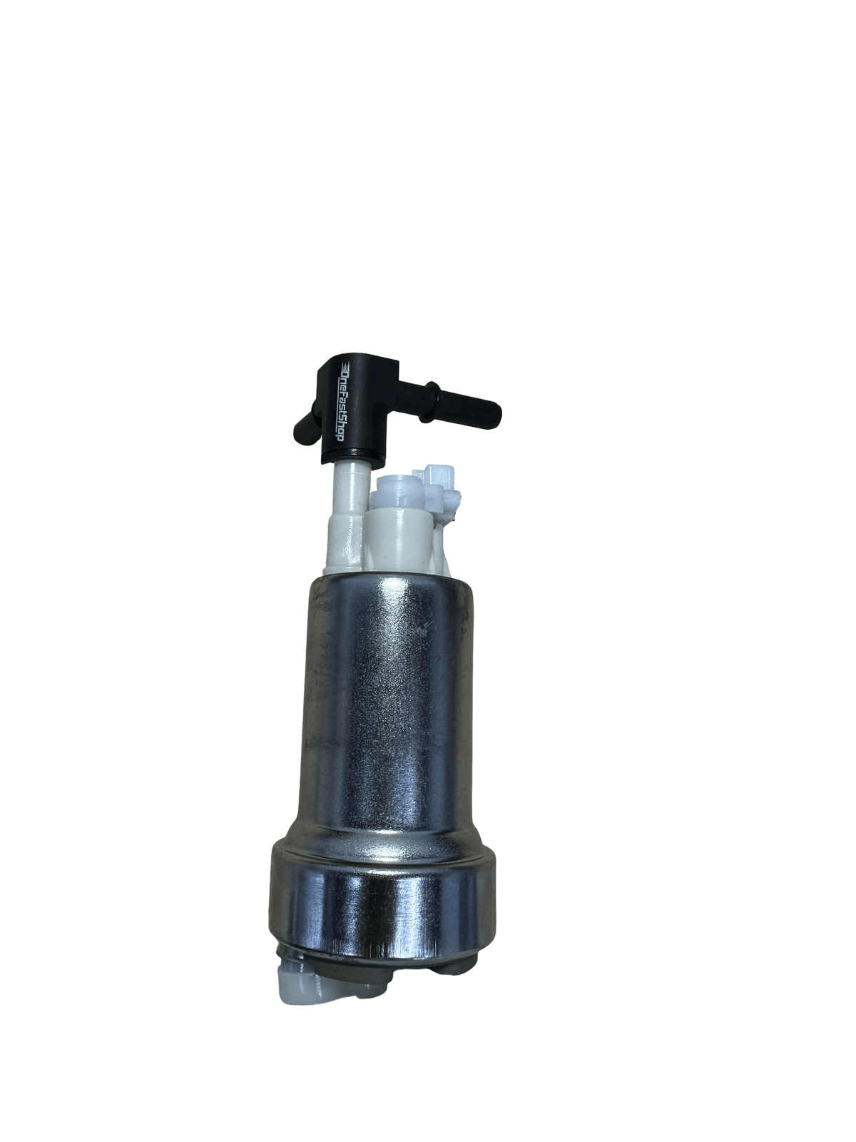 OneFastShop dual outlet fitting installed on a Walbro 450 525 535 fuel pump