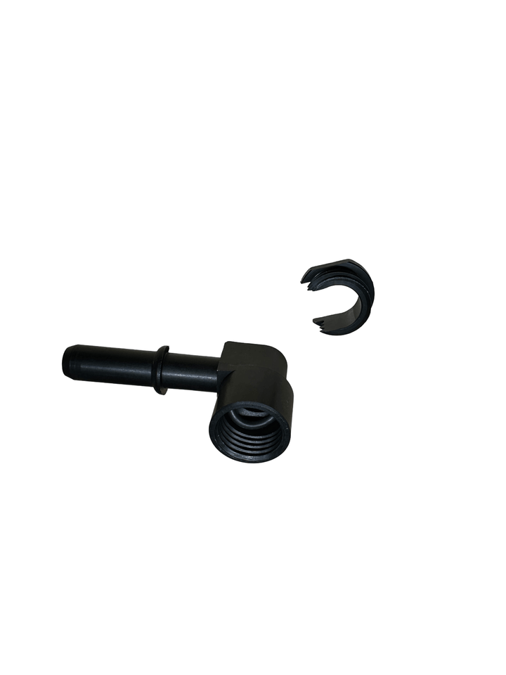 Pump-side bore and toothed locking ring of the Walbro 7.89mm fuel fitting