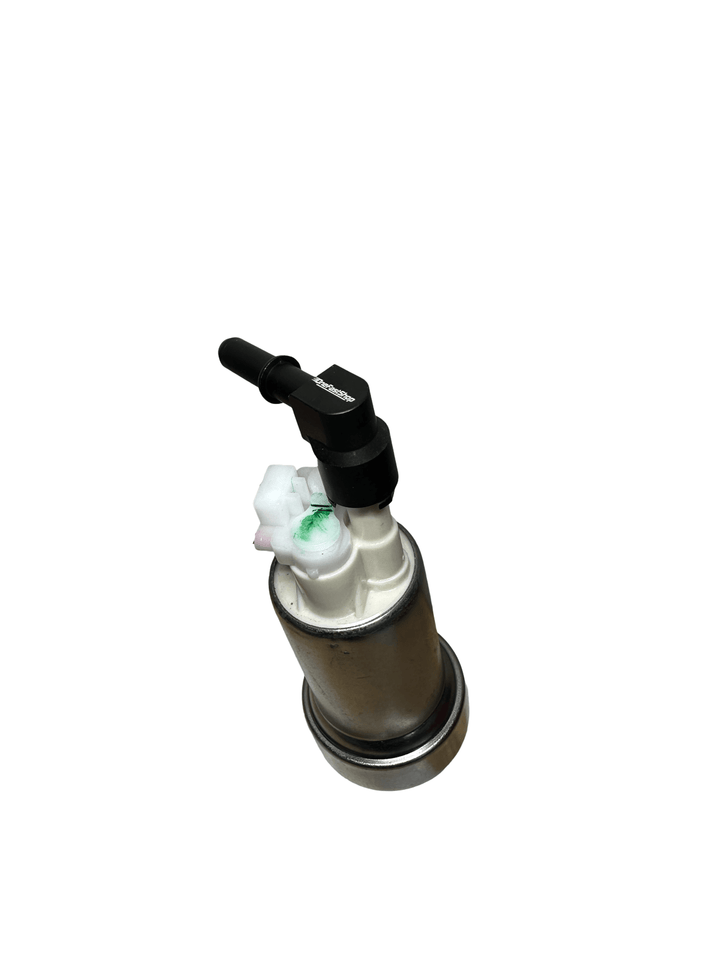 OneFastShop fitting installed on a Walbro 450 525 535 fuel pump barbed outlet