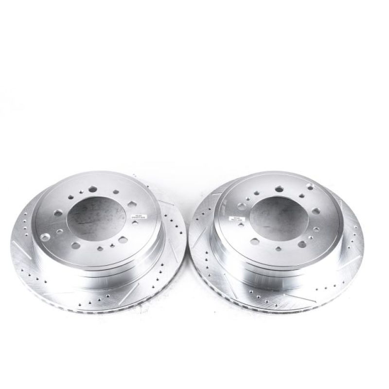 Power Stop Evolution Rear Drilled & Slotted Brake Rotor - Toyota Tundra, Sequoia, Land Cruiser 2007-2022 - Pair