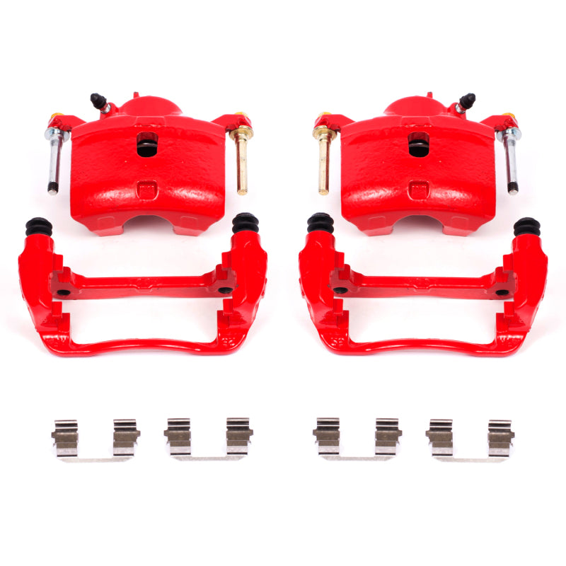 PowerStop Red Brake Calipers - Front, Acura ILX / Honda Accord / Civic 2003-2021, Pair with Brackets (V2)