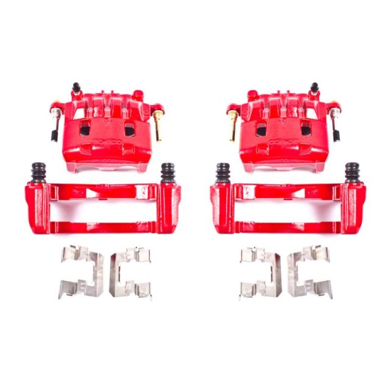 PowerStop Red Brake Calipers - Front, Subaru Crosstrek 2016-2017, Pair w/ Brackets