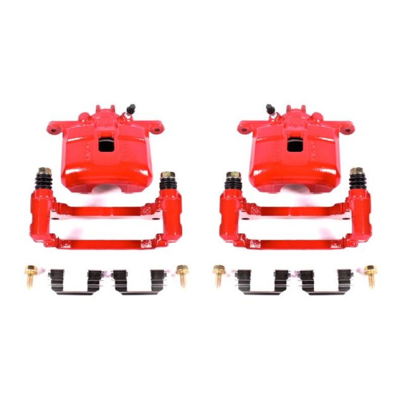 PowerStop Red Brake Calipers - Front, Acura RSX / Honda S2000 / Civic 2000-2011, Pair with Brackets (V2)