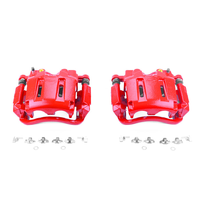 PowerStop Red Brake Calipers - Front, Ford F-250 Super Duty 2005-2012, Pair w/ Brackets