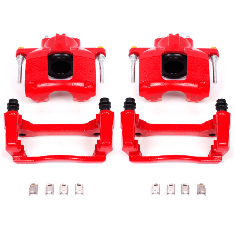 PowerStop Red Brake Calipers - Jeep Wrangler JK 2007-2018 - Front - With Brackets (V2) - Pair