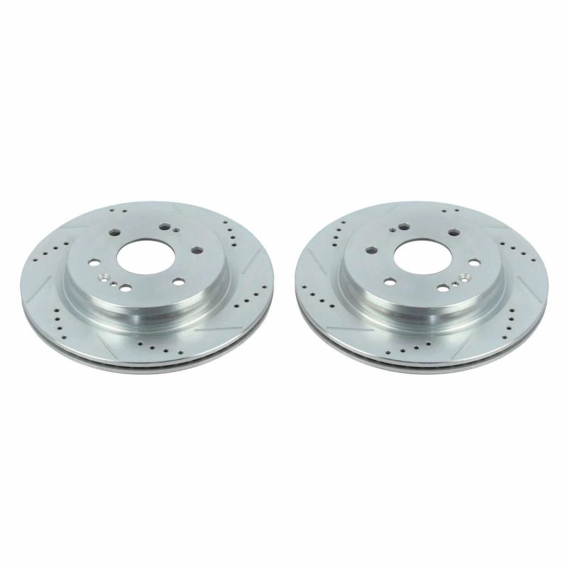 PowerStop Slotted & dimpled sport rotor - Rear GMC Sierra 1500, Chevrolet Silverado 1500, Silverado 1500 LTD (2019-2024)