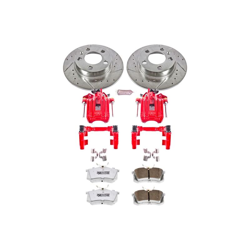 PowerStop Z26 Street Warrior Rear Brake Kit w/ Red Calipers - Volkswagen Jetta 2001-2005