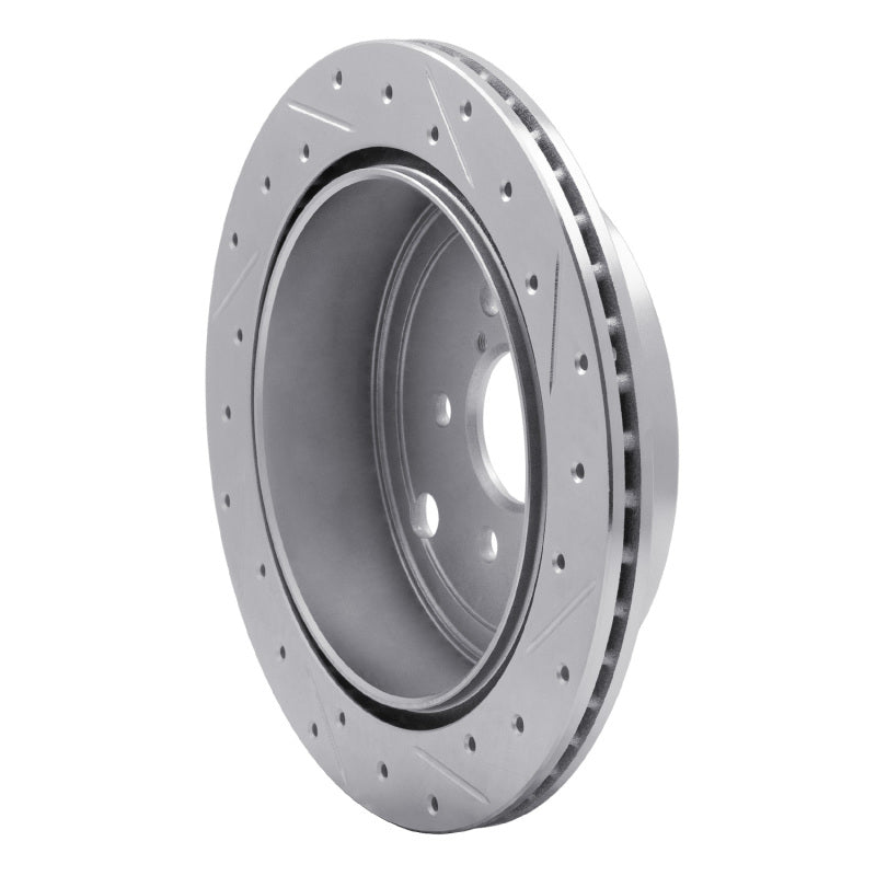 R1 Concepts Rear Left Drilled & Slotted Brake Rotor - Scion FR-S / Subaru BRZ / Toyota 86 2013-2025 - Silver, view 3