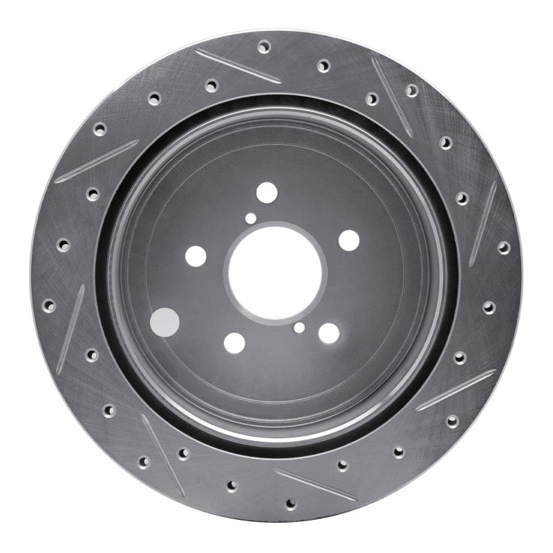 R1 Concepts Rear Left Drilled & Slotted Brake Rotor - Scion FR-S / Subaru BRZ / Toyota 86 2013-2025 - Silver, view 4