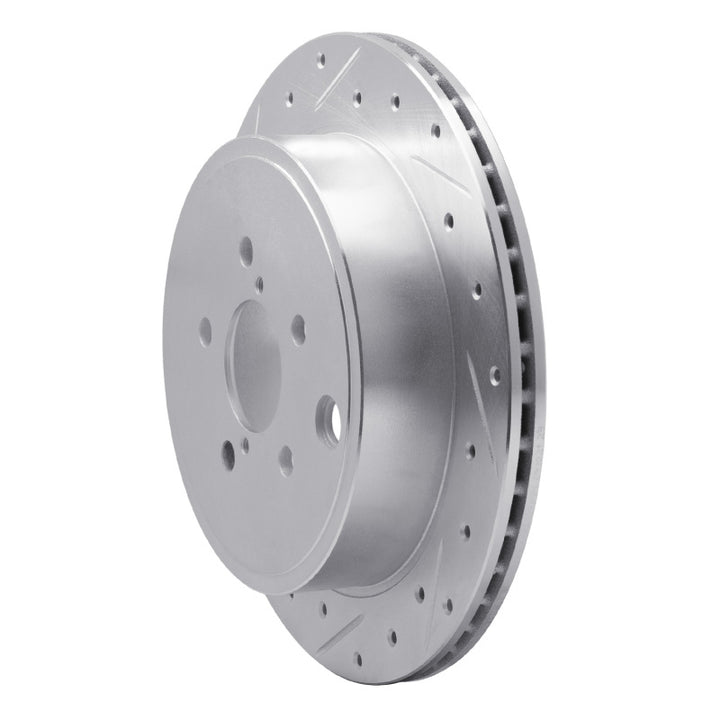 R1 Concepts Rear Left Drilled & Slotted Brake Rotor - Scion FR-S / Subaru BRZ / Toyota 86 2013-2025 - Silver, view 5