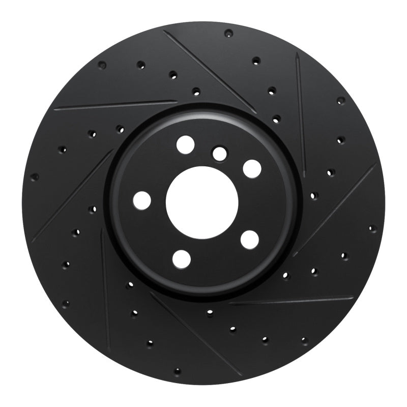R1 Front Left Drilled & Slotted Brake Rotor - BMW 330i, 430i, Toyota GR Supra 2016-2026 - Black