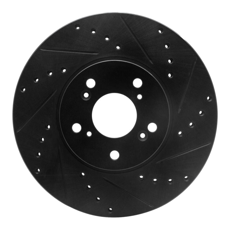 R1 Front Right Drilled & Slotted Brake Rotor - Acura TSX, TL, Honda Pilot 1999-2014 - Black