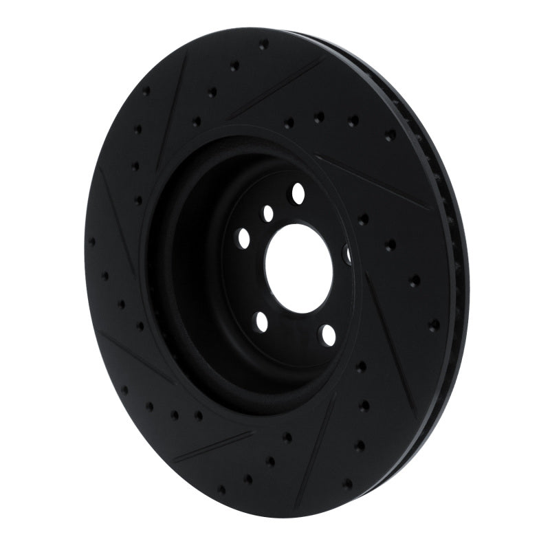 R1 Rear Right Drilled & Slotted Brake Rotor - BMW 330i, 530i, Toyota GR Supra 2016-2026 - Black, view 3