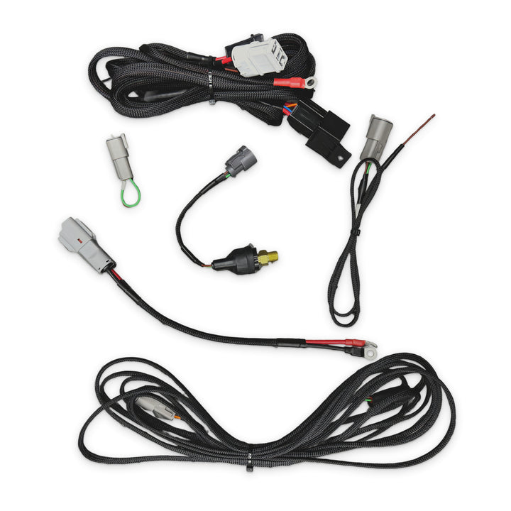 Secondary fuel pump activation harness full kit with main relay harness, 13 psi pressure switch, trigger harnesses, pump power lead and test plug