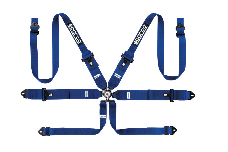Sparco 6-Point HANS FIA Racing Harness - 3in/2in - Blue