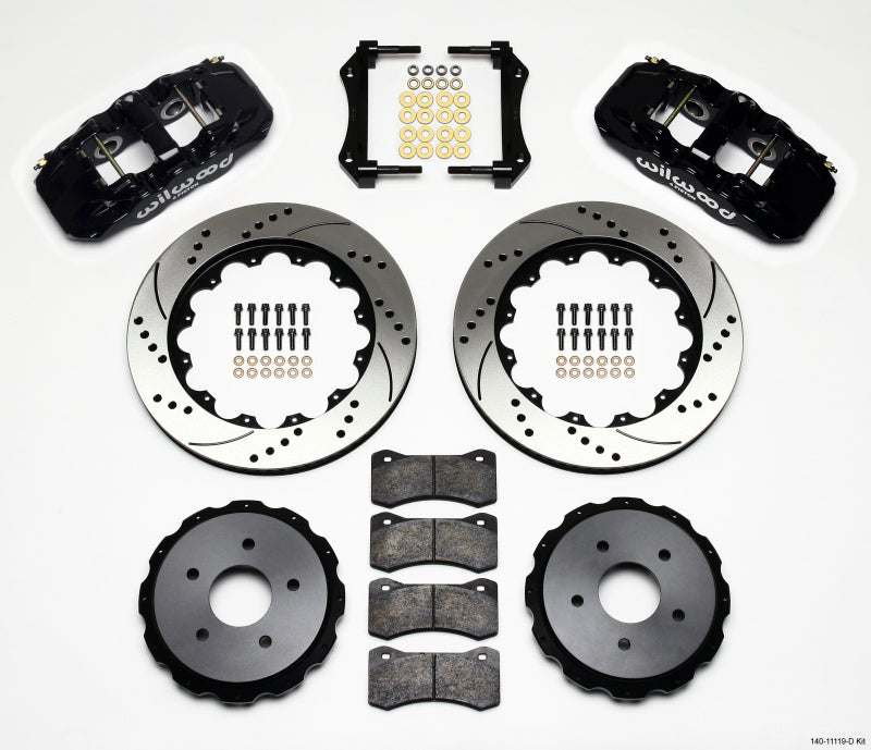 Wilwood AERO4 Rear BBK 14.00in - Chevrolet Corvette, Cadillac XLR 1997-2013 - Drilled