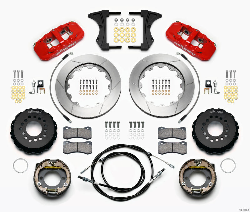 Wilwood AERO4 Rear BBK 14.00in - Ford Mustang 2005-2014 - Red (BMR Suspension)