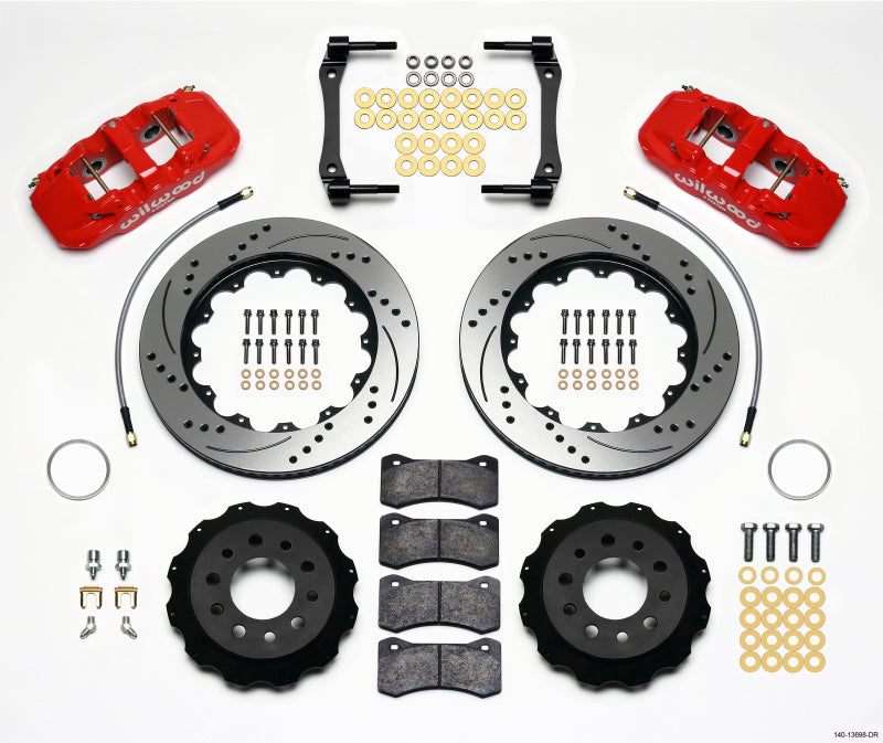 Wilwood AERO4 Rear BBK 14.25in - Chevrolet Corvette 2014-2016 - Drilled - Red