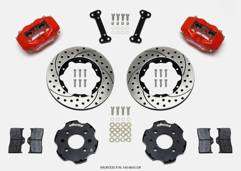 Wilwood Dynalite Front Hat Kit - Honda Civic & CRX 1988-2000 (Drilled Red)