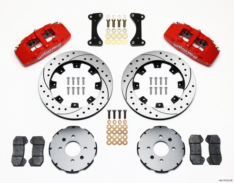 Wilwood DynaPro 6 12.19in Drilled Front Big Brake Hat Kit - Acura Integra, Honda Civic 1990-2013 (262mm Disc) - Red