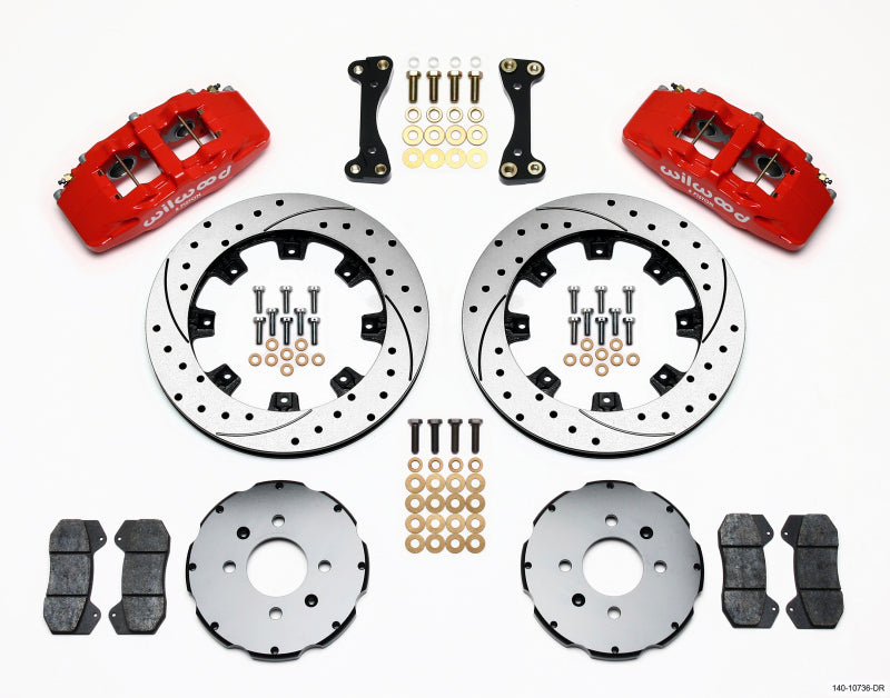 Wilwood DynaPro 6 12.19in Drilled Front Big Brake Hat Kit - Honda Civic, CRX, del Sol 1988-2000 (240mm Disc) - Red