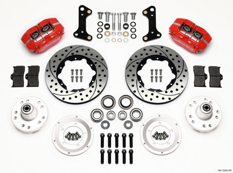 Wilwood Dynapro Dust-Boot Front BBK 11.00in - Chevrolet Camaro / Chevelle / Pontiac GTO 1964-1974 - Drilled, Red