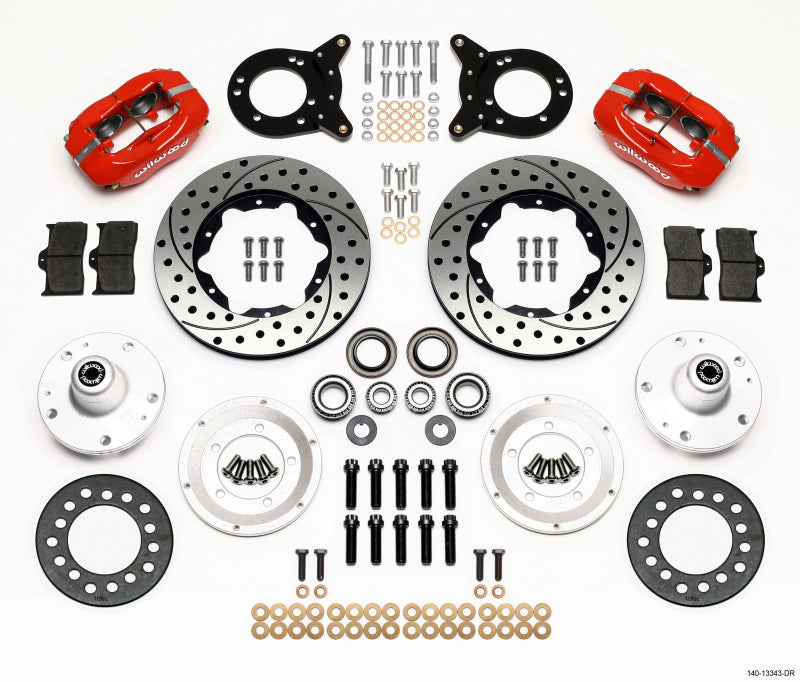 Wilwood Dynapro Dust-Boot Front BBK 11.00in - Ford Mustang / Mercury Cougar 1964-1970 - Drilled, Red