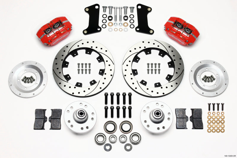 Wilwood Dynapro Dust-Boot Front BBK 12.19in - Chevrolet Camaro / Chevelle / Pontiac GTO 1964-1974 - Drilled, Red