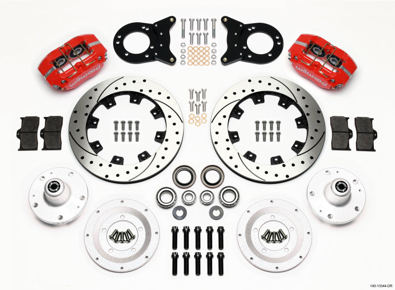 Wilwood Dynapro Dust-Boot Front BBK 12.19in - Ford Mustang / Mercury Cougar 1964-1970 - Drilled, Red