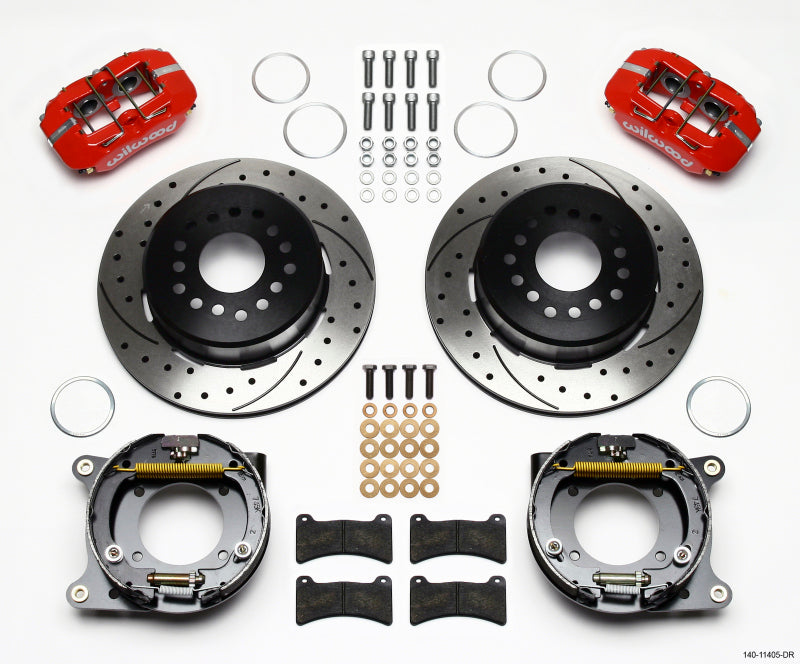 Wilwood Dynapro Low-Profile Rear BBK 11.00in - Chevrolet Bel Air 1955-1957 - Drilled - Red