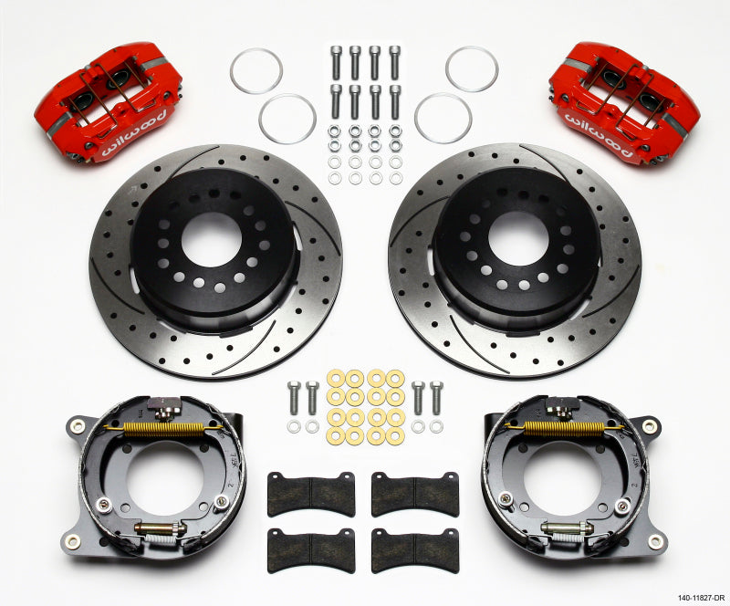 Wilwood Dynapro Low-Profile Rear BBK 11.00in - Chevrolet Impala / Bel Air 1959-1970 - Drilled - Red