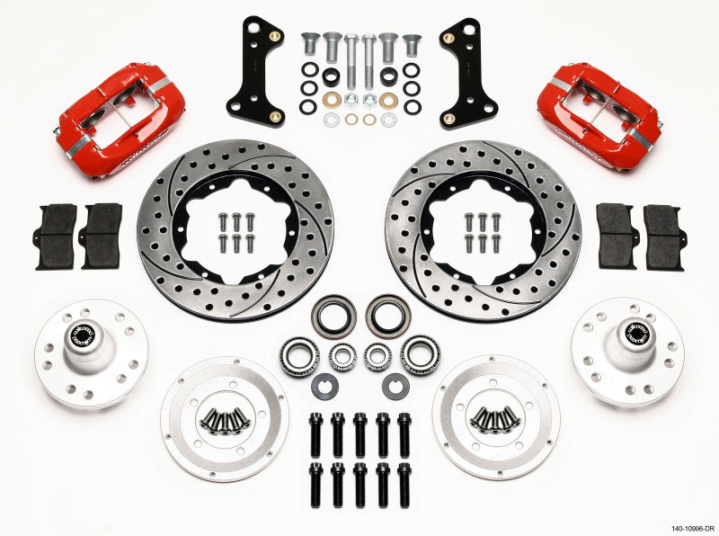 Wilwood Forged Dynalite Front BBK 11.00in - Chevrolet Camaro / Chevelle / Pontiac GTO 1964-1974 - Drilled, Red