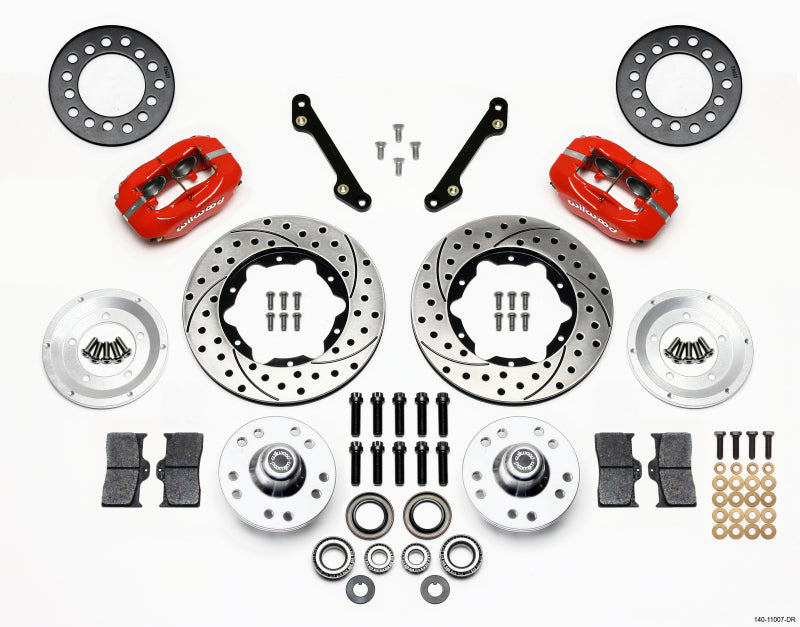 Wilwood Forged Dynalite Front BBK 11.00in - Chevrolet Camaro, Chevelle 1970-1978 - Drilled - Red