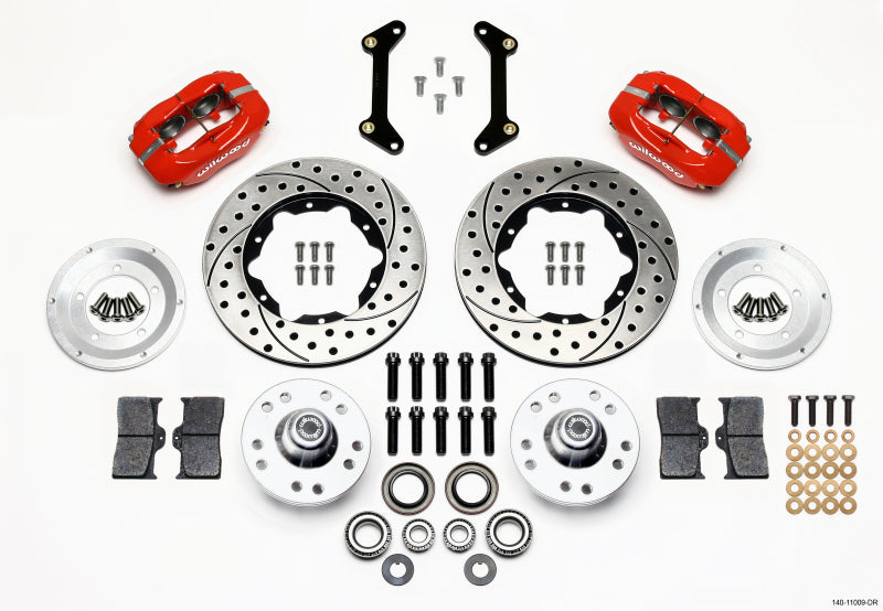Wilwood Forged Dynalite Front BBK 11.00in - Chevrolet El Camino / Monte Carlo / S10 1979-2002 - Drilled, Red