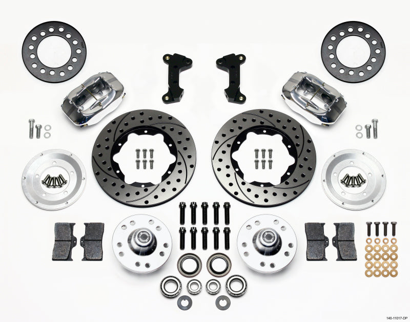 Wilwood Forged Dynalite Front BBK 11.00in - Ford Mustang II, Pinto 1975-1980 - Drilled - Polished
