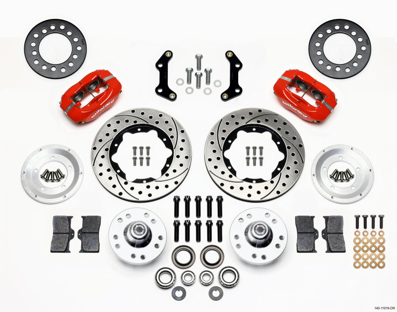 Wilwood Forged Dynalite Front BBK 11.00in - Dodge Charger, Plymouth Road Runner 1975-1978 - Drilled, Red