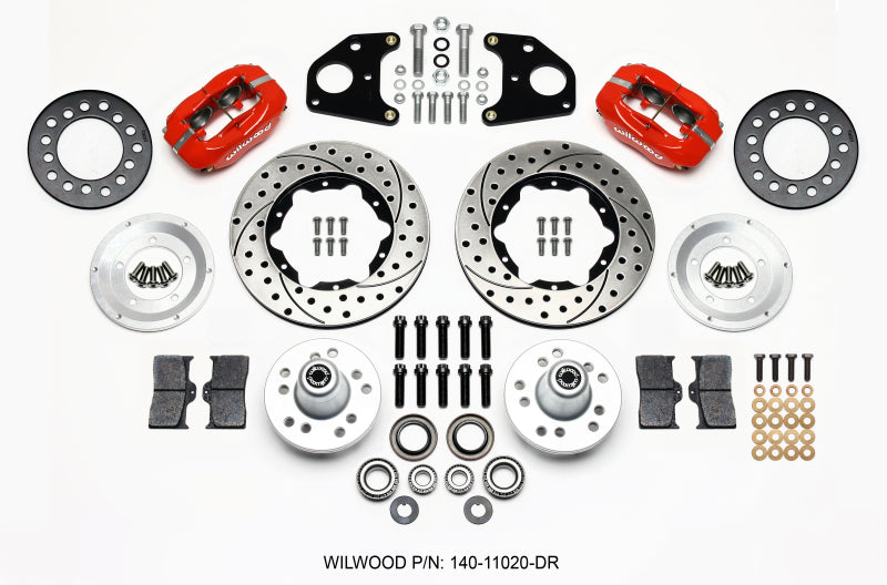 Wilwood Forged Dynalite Front BBK 11.00in - Dodge Challenger, Charger 1966-1972 - Drilled - Red