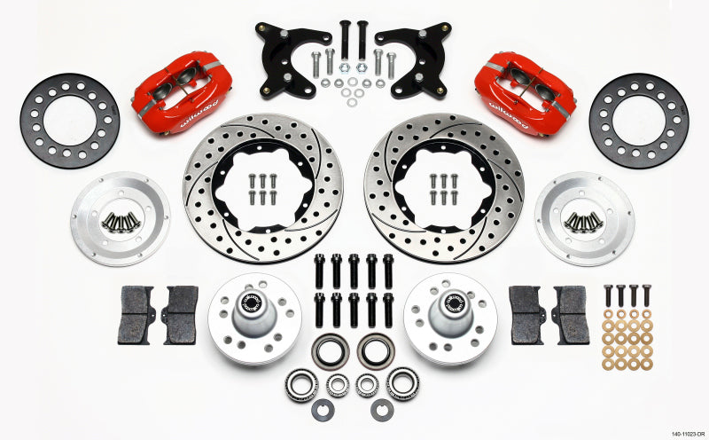 Wilwood Forged Dynalite Front BBK 11.00in - Plymouth Duster, Dodge Dart 1965-1972 - Drilled - Red