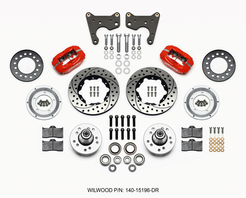 Wilwood Forged Dynalite Front BBK 11.00in - Chrysler / Dodge / Plymouth C-Body 1965-1972 - Drilled, Red
