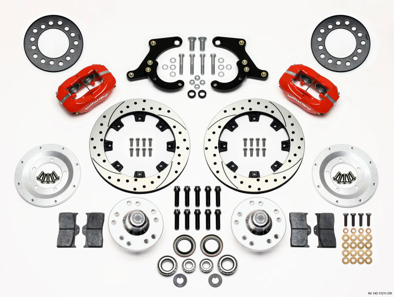 Wilwood Forged Dynalite Front BBK 11.75in - Chevrolet Corvette, Impala 1959-1964 - Drilled - Red