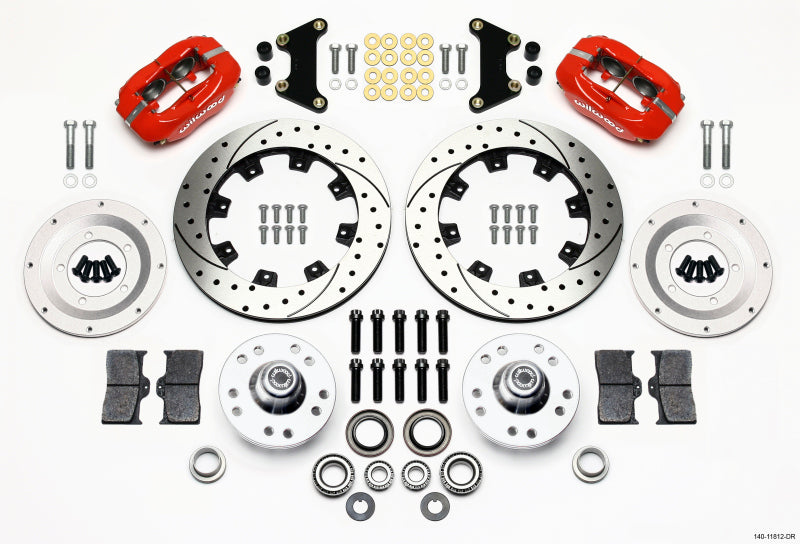 Wilwood Forged Dynalite Front BBK 12.19in - Chevrolet Bel Air 1950-1954 - Drilled - Red