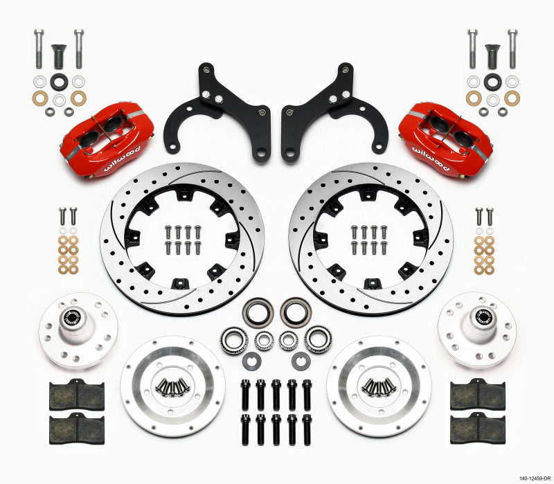 Wilwood Forged Dynalite Front BBK 12.19in - Chevrolet Bel Air 1959-1964 - Drilled - Red