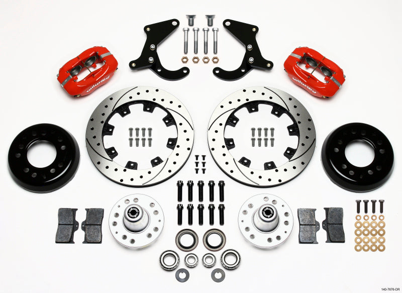 Wilwood Forged Dynalite Front BBK 12.19in - Chevrolet Bel Air 1955-1957 - Drilled - Red