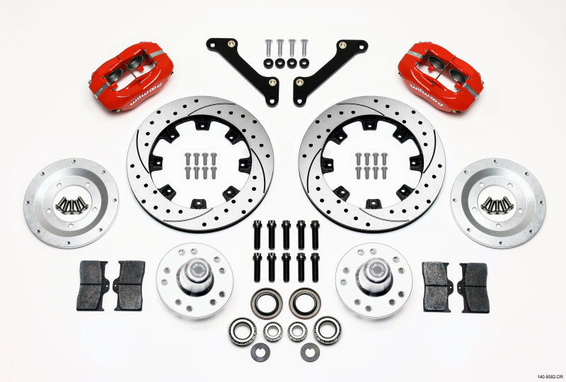 Wilwood Forged Dynalite Front BBK 12.19in - Chevrolet Camaro, Chevelle 1970-1978 - Drilled - Red