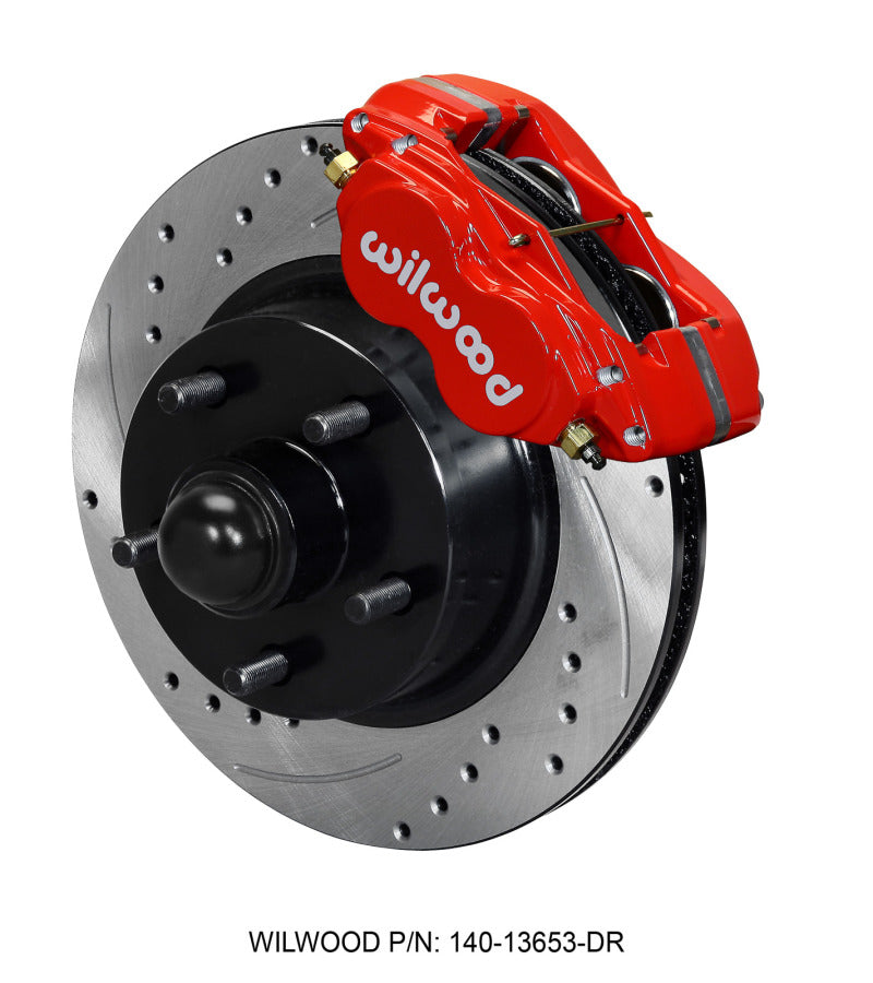 Wilwood Forged Dynalite-M Front BBK 11.30in - Ford Country Squire, Custom 500 1964-1968 - Drilled - Red
