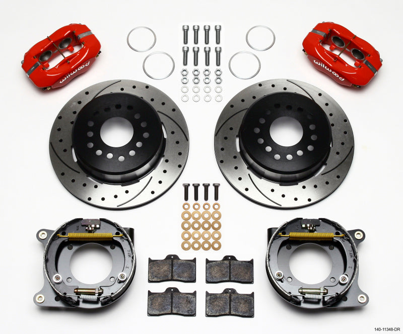 Wilwood Forged Dynalite Rear BBK - Chevrolet Bel Air 1955-1957 - Drilled - Red