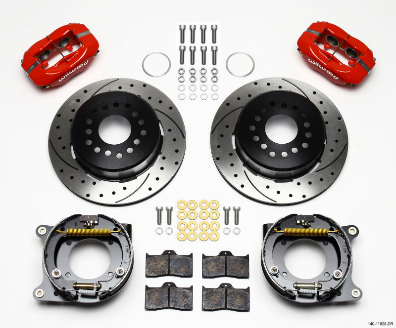 Wilwood Forged Dynalite Rear BBK - Chevrolet Impala / Bel Air 1959-1970 - Drilled - Red