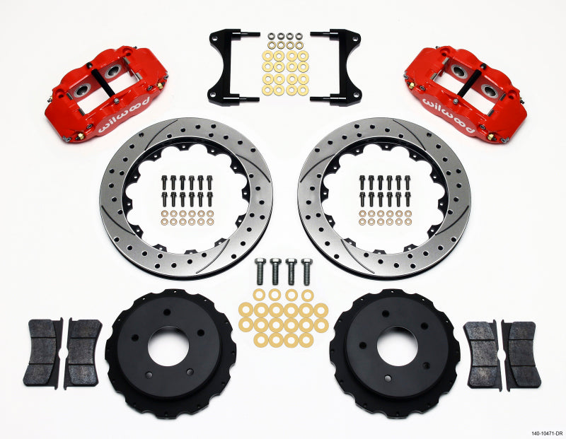 Wilwood Forged Narrow Superlite 4R 12.88in Drilled Red Rear Big Brake Kit - Chevrolet Corvette C3 1970-1982